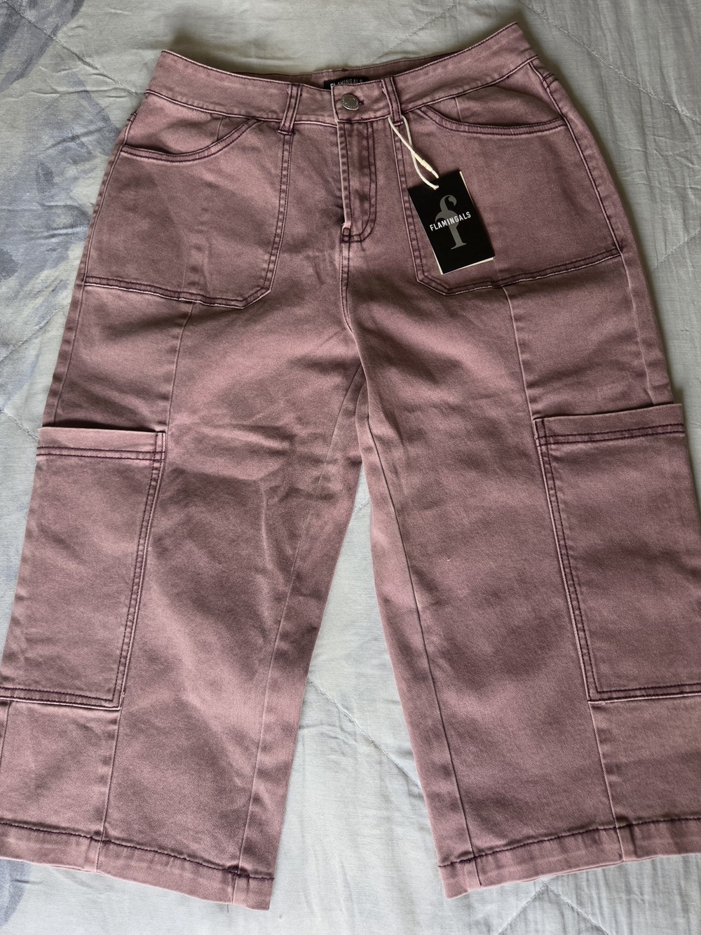 Mauve Cargo Crop Cargo Capri for Women